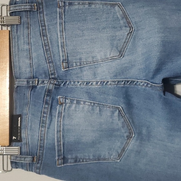 Fashion Nova jeans womens size 7 juniors stay in line mid rise Two-tone Artsy - Picture 10 of 13